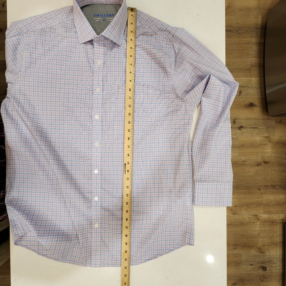 Twillory Performance Mens Shirt Sz 17.5 34-35 Tailored Fit Blue Gingham NWOT - Picture 14 of 15